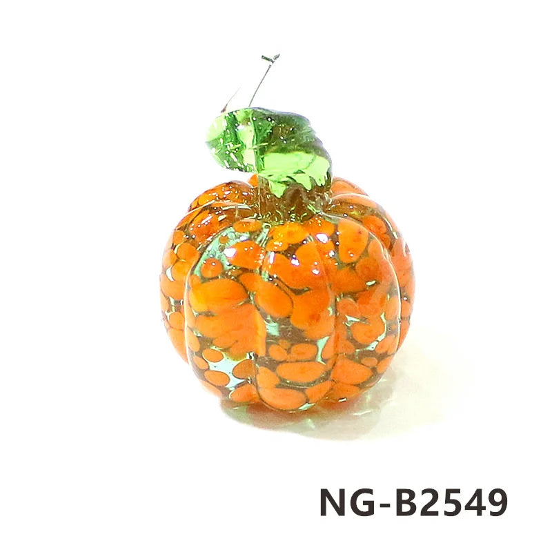 Mini Glass Pumpkin Figurines – Cute Halloween Table Ornaments, Autumn Home & Party Decorations