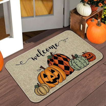 Halloween & Autumn/Fall Floor Mat – Anti-Slip Entry Door Rug for Kitchen, Outdoor Patio & Holiday Home Décor