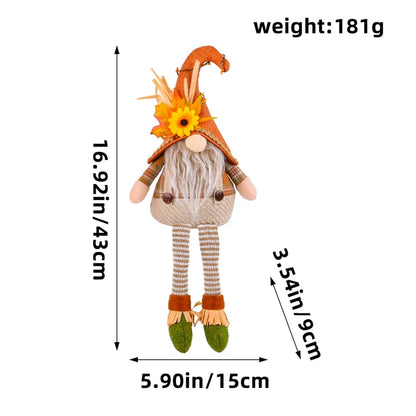 Autumn Gnome Plush Decoration – Maple Leaf & Sunflower Faceless Doll | Light-Up Fall Elf Ornament