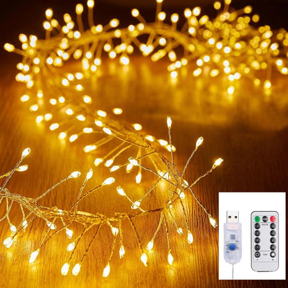 Firecracker Fairy Lights with Remote | Warm White USB String Lights for Winter & Christmas Decorating (3–9 m)