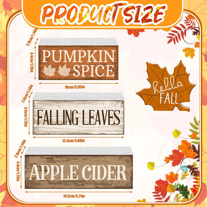 4Pcs Wooden Fall Tabletop Décor – Rustic Maple Leaf Tiered Tray Signs, Farmhouse Autumn Centrepiece Blocks