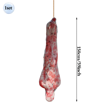 59-Inch Hanging Halloween Corpse Prop – Creepy Bloody Body Bag Decoration for Haunted Houses, Yards & Outdoor Horror Displays