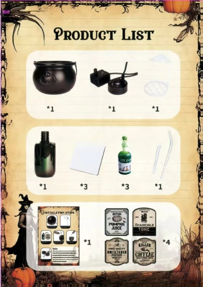 Magic Floating Bottle Diffuser – Dark Wizard Halloween Bowl Decoration for Indoor Home, Bar, and Party