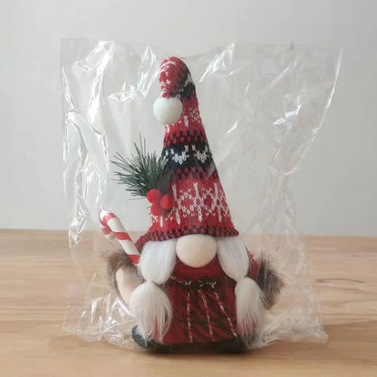 2pcs Santa Claus & Gnome Ornaments – Christmas Couple Doll Decorations for Home