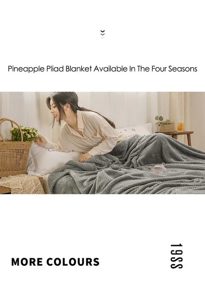 Japan-Style Coral Fleece Blanket – 300gsm Soft Fluffy Faux Fur Mink Throw, Solid & Plaid Sofa Cover & Bedspread