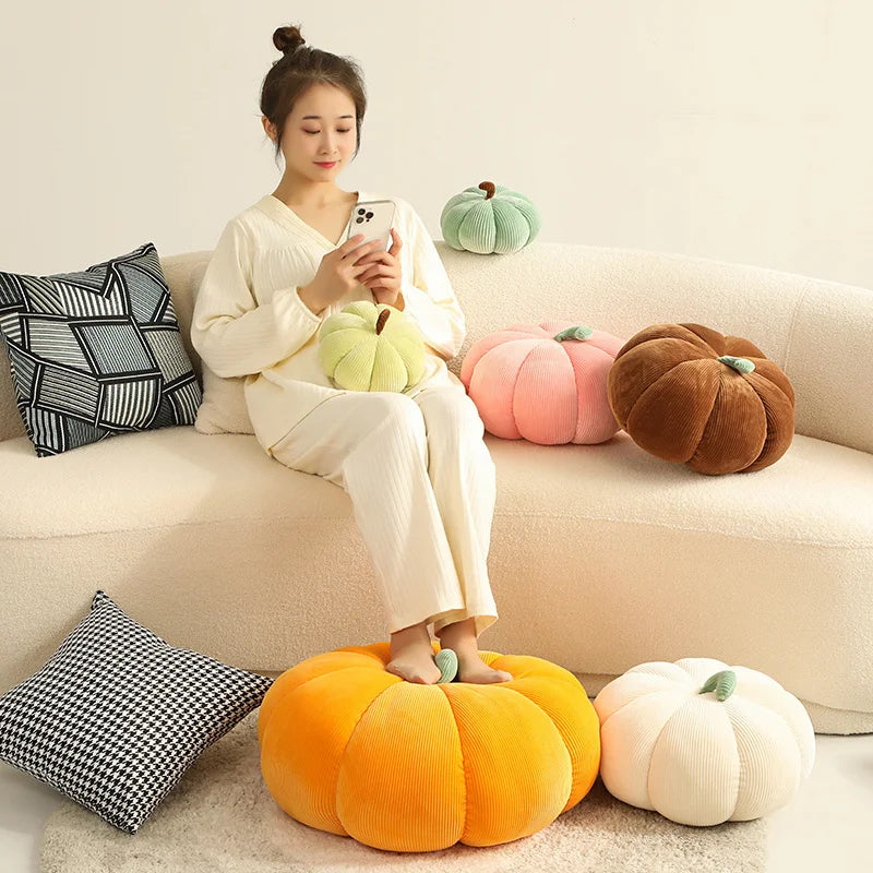 Large Halloween Pumpkin Plush Pillow – Soft Stuffed Pumpkin for Holiday & Seasonal Home Décor