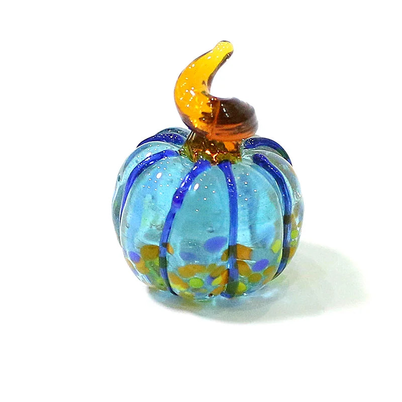 Mini Glass Pumpkin Figurines – Cute Halloween Table Ornaments, Autumn Home & Party Decorations