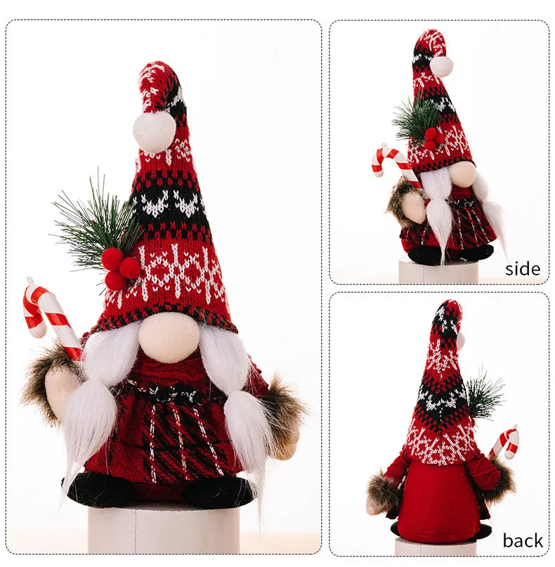2pcs Santa Claus & Gnome Ornaments – Christmas Couple Doll Decorations for Home