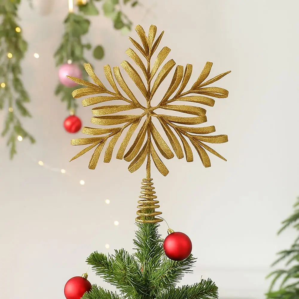 Gold Glitter Christmas Tree Topper Star Sparkling Reusable Christmas Topper Decor Iron Xmas Tree Ornament Christmas Tree