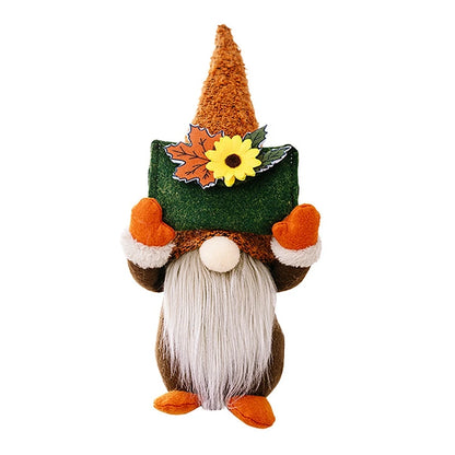Autumn Gnome Plush Decoration – Maple Leaf & Sunflower Faceless Doll | Light-Up Fall Elf Ornament