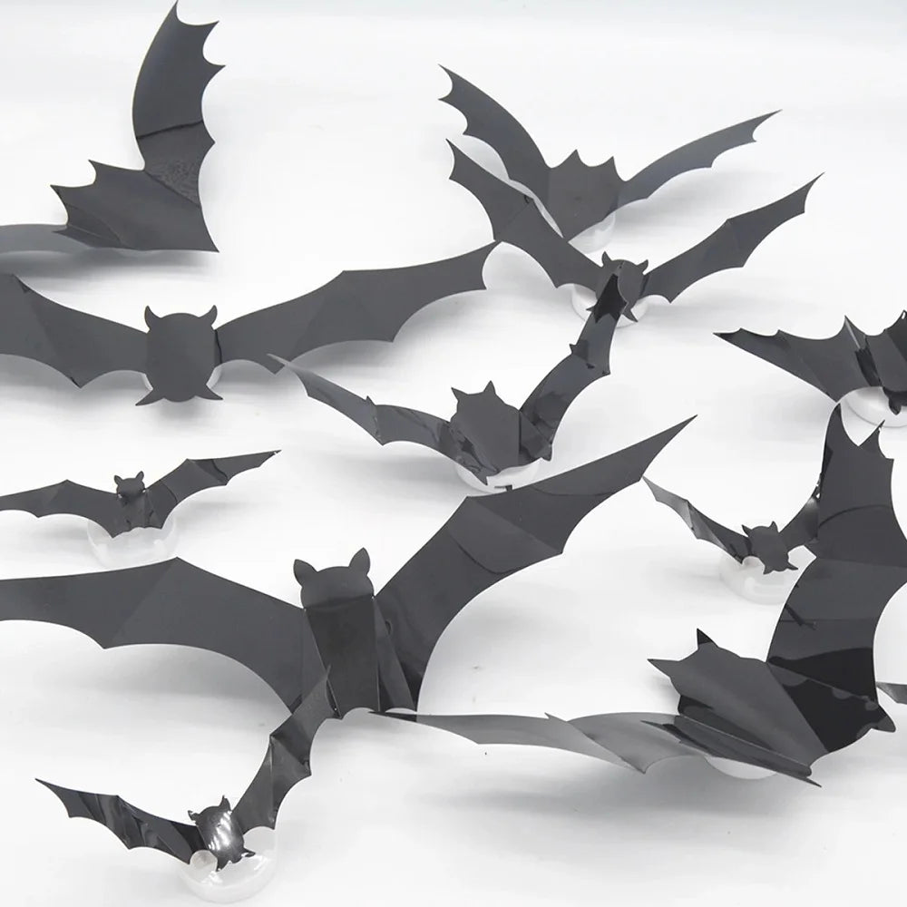 12/24PCS Halloween LED Night Light Bats – Stereoscopic Wall Decals for Party, Festival & Home Decoration