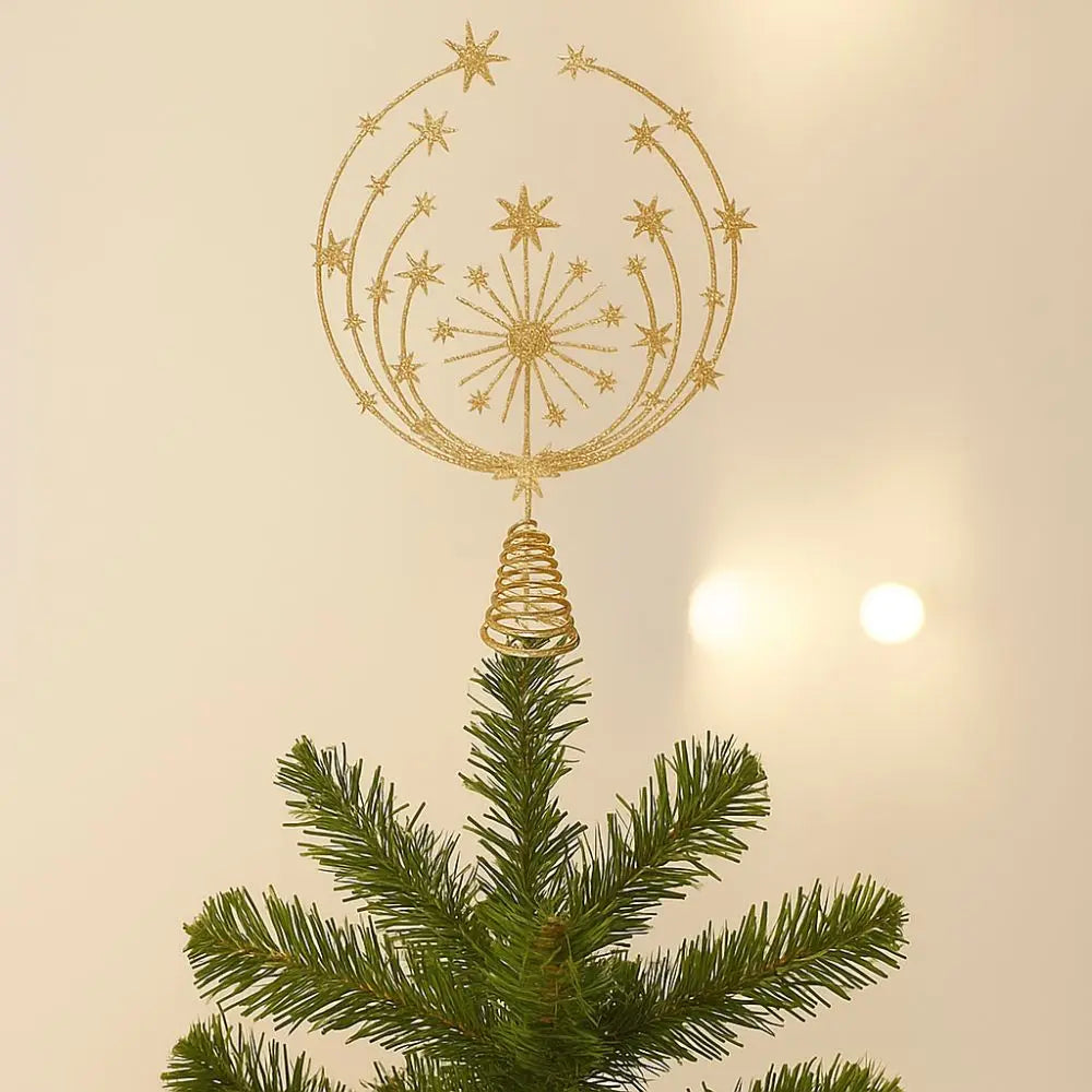 Gold Glitter Christmas Tree Topper Star Sparkling Reusable Christmas Topper Decor Iron Xmas Tree Ornament Christmas Tree