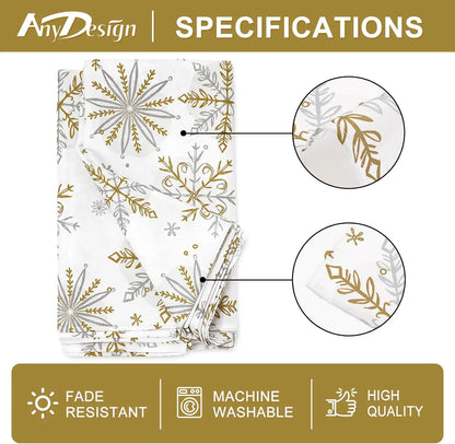 Gold & Silver Snowflake Waterproof Christmas Tablecloth | Elegant Reusable Winter Dining Room Décor