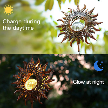 Solar Metal Wind Chimes – Moon, Sun & Stars Design, Waterproof Outdoor Glowing Wind Bells for Garden, Patio & Home Décor
