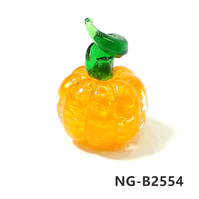 Mini Glass Pumpkin Figurines – Cute Halloween Table Ornaments, Autumn Home & Party Decorations