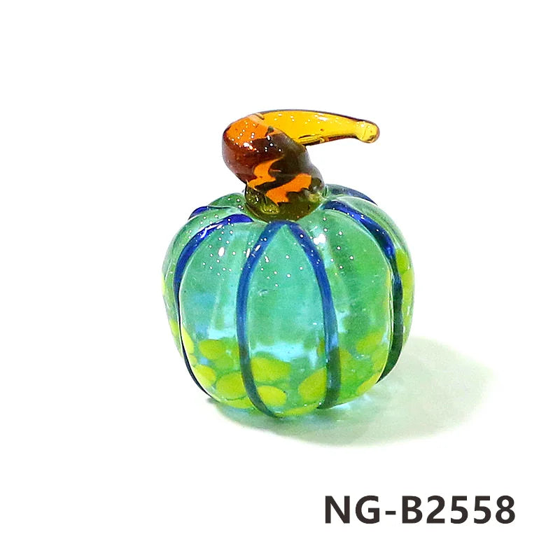 Mini Glass Pumpkin Figurines – Cute Halloween Table Ornaments, Autumn Home & Party Decorations