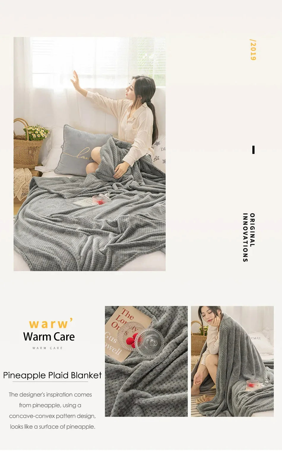 Japan-Style Coral Fleece Blanket – 300gsm Soft Fluffy Faux Fur Mink Throw, Solid & Plaid Sofa Cover & Bedspread