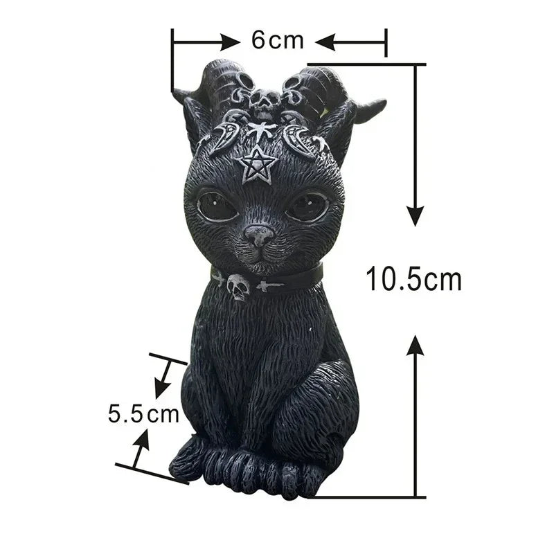 Mysterious Black Cat Statue – Hand-Painted Witch Cat Figurine, Halloween Desk & Home Décor Ornament
