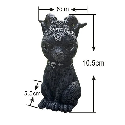 Mysterious Black Cat Statue – Hand-Painted Witch Cat Figurine, Halloween Desk & Home Décor Ornament