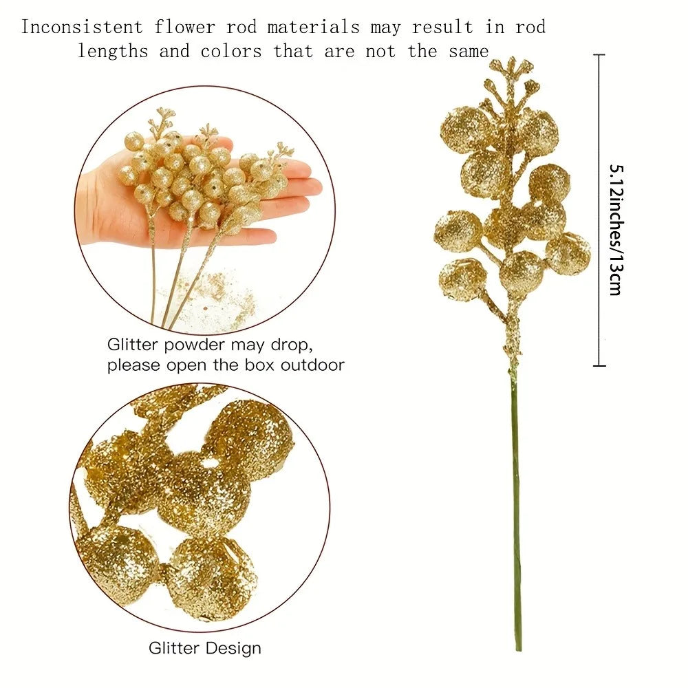 Artificial Berry Bouquet Ornaments – Set of 10 Christmas Tree Decorations