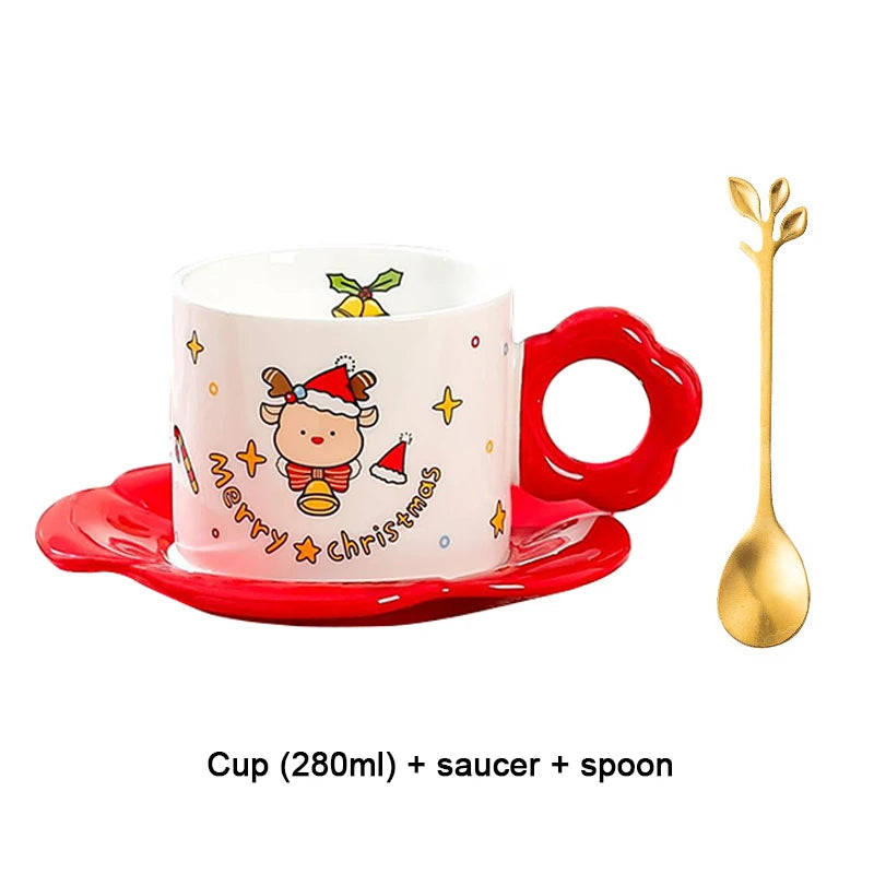 Christmas Ceramic Mugs | Santa, Elk & Snowman Coffee Cups | Festive Hot Chocolate & Gift Mug Collection