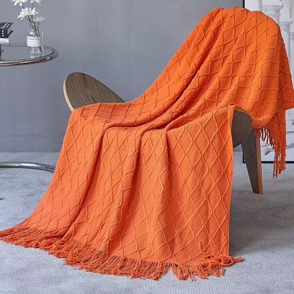 Nordic Solid Casual Blankets Throws Soft Comfortable Knitted Shawl Sofa Blanket Bed End Cover Travel Hotel Decorative Bedspread