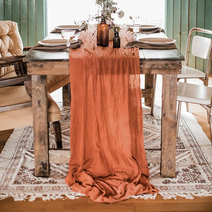 Rustic Cotton Gauze Tablecloth & Napkin Set – Autumn Dining