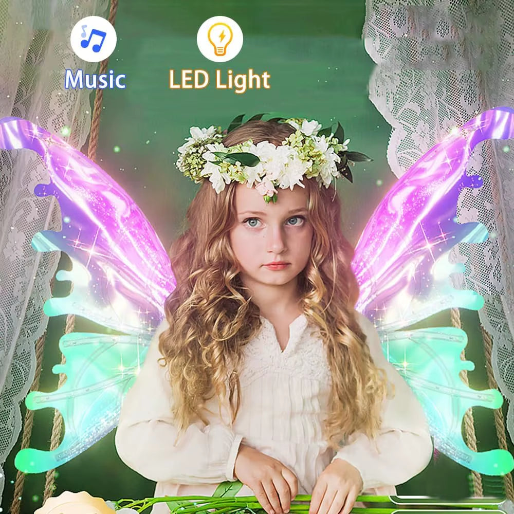 Electric LED Fairy Butterfly Wings – Flapping Costume Wings for Girls & Women, Perfect Party Accessory