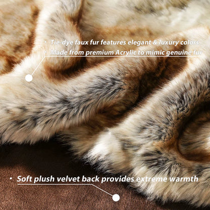 Luxury Faux Fur Blanket – Fluffy Plaid Throw, Thick Warm Winter Sofa Blanket, Plush Bed Throw