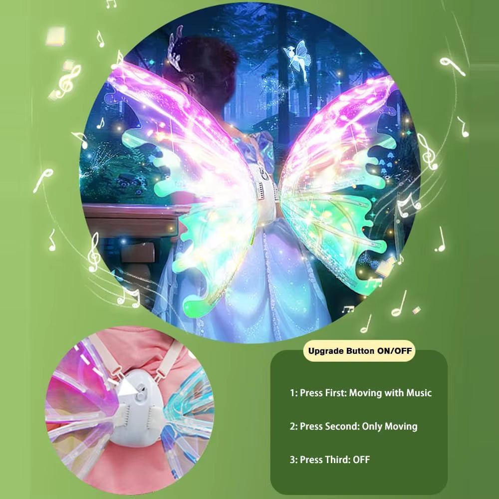 Electric LED Fairy Butterfly Wings – Flapping Costume Wings for Girls & Women, Perfect Party Accessory