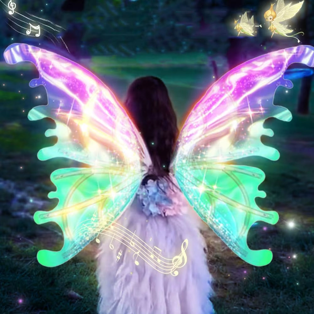 Electric LED Fairy Butterfly Wings – Flapping Costume Wings for Girls & Women, Perfect Party Accessory
