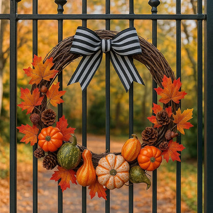 50pcs Autumn Decorations – Artificial Halloween Pumpkins & Mini Maple Leaves