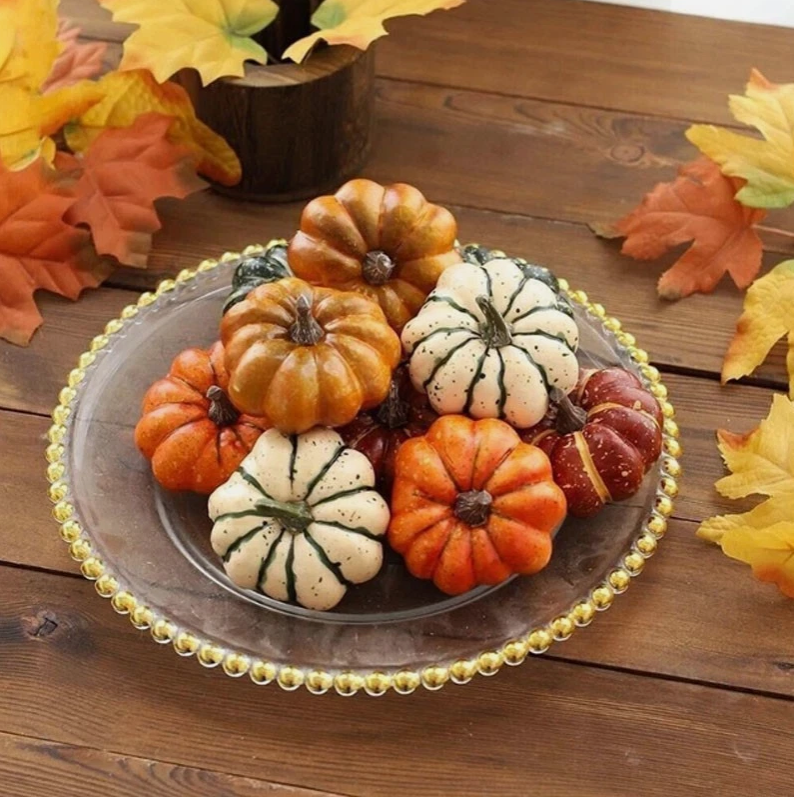9pcs Artificial Foam Pumpkins – Faux Fall Decoration for Autumn